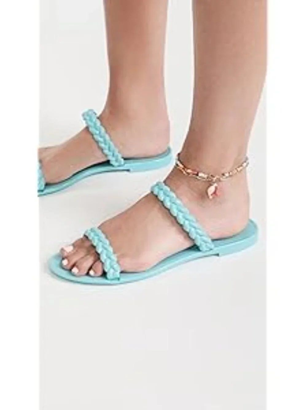 Stuart Weitzman Turquoise Blue Braida Sawyer Jelly Sandals Size 7